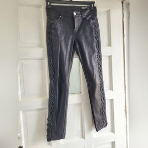 BlankNYC Faux Leather Pants with Lace-up Leg, Size 26, The Reade Crop